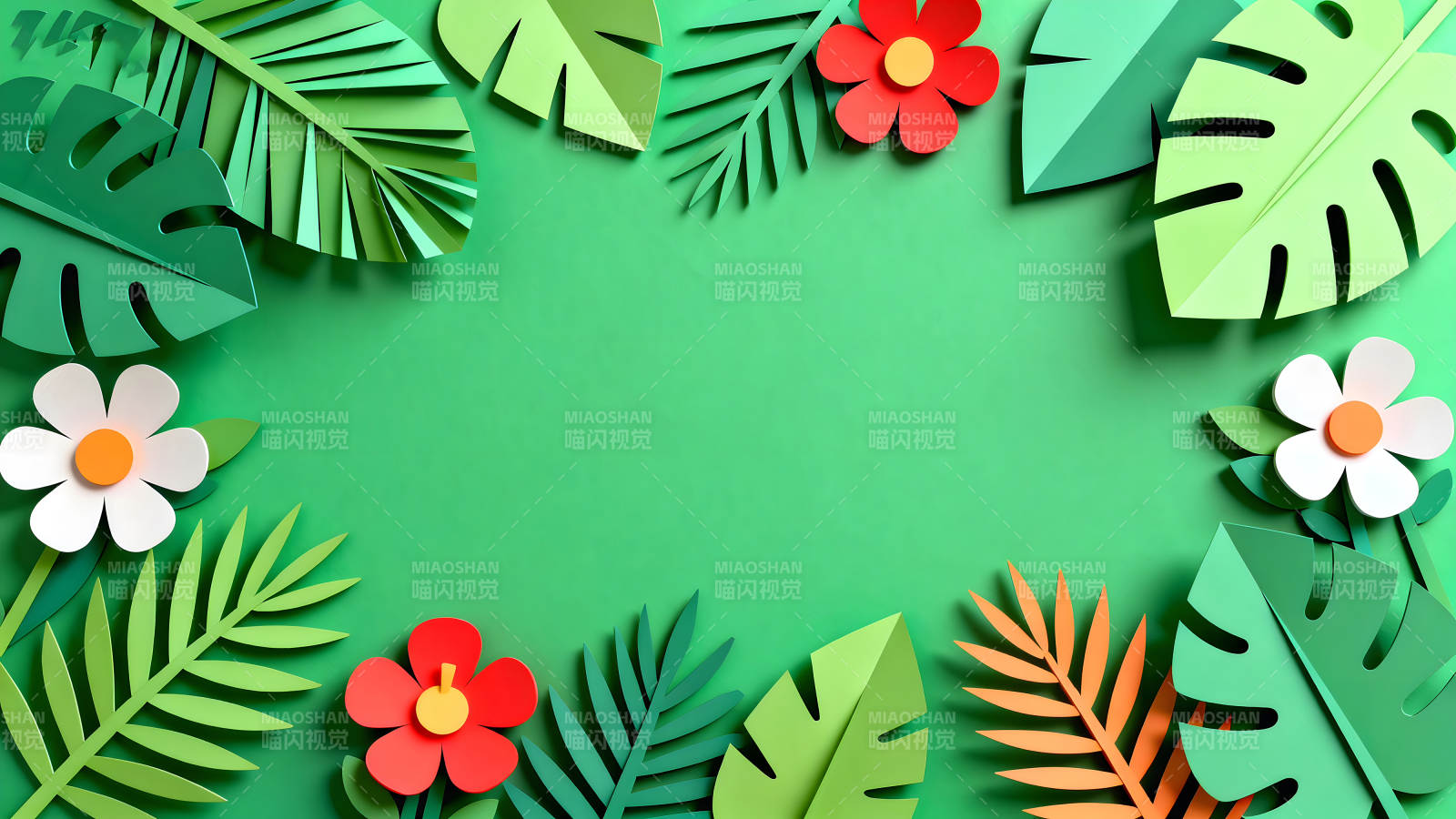 纸艺热带植物背景图片