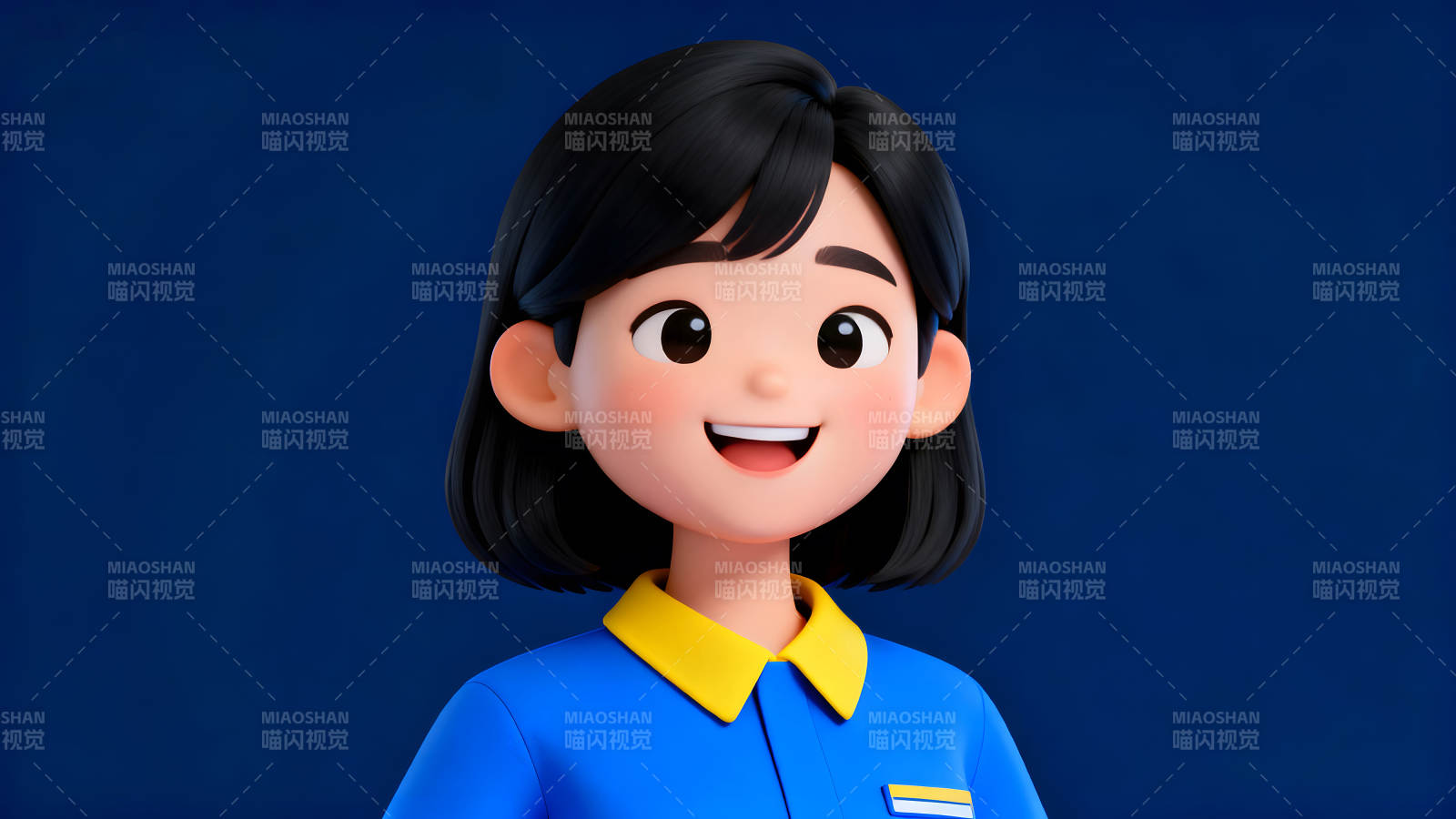 卡通女性头像笑容可掬穿着蓝色衣服图片