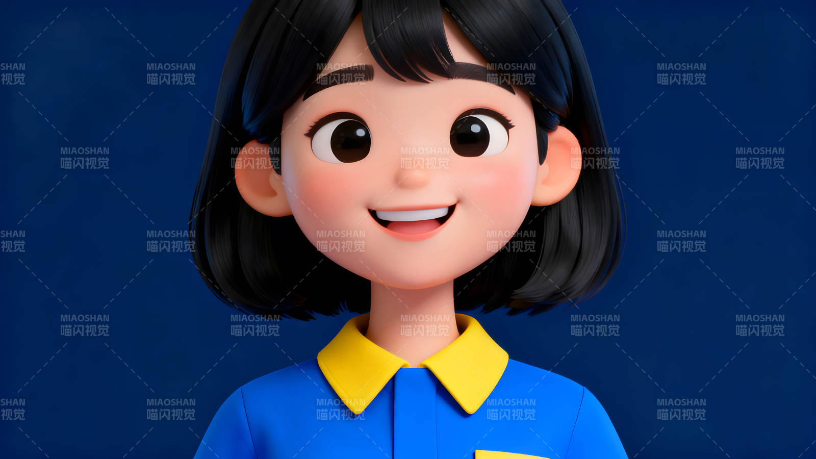 卡通女孩微笑的肖像图片