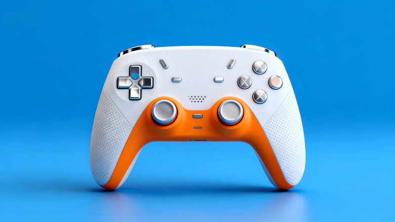 时尚游戏手柄设计橙色与白色图片