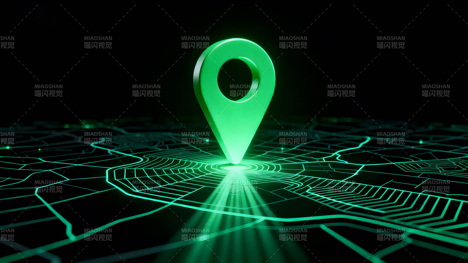 发光地图与定位图标的未来感设计图片