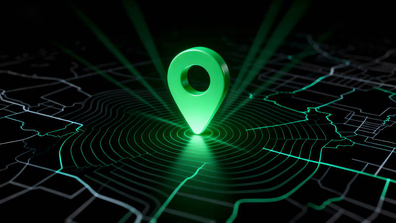 定位图标与地图的科幻场景图片