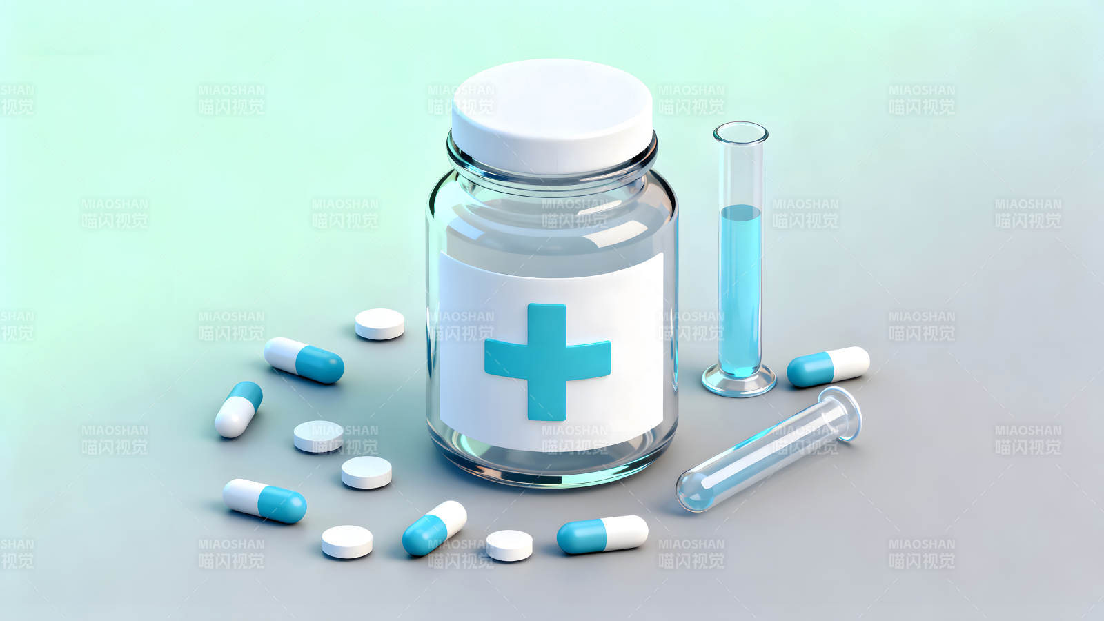医疗药品容器和药丸图片