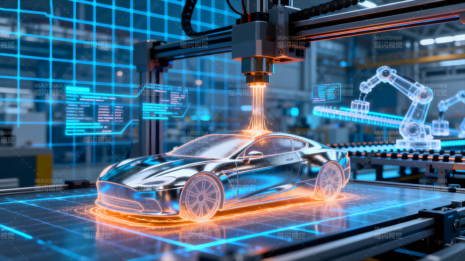 未来汽车制造场景科技感十足图片