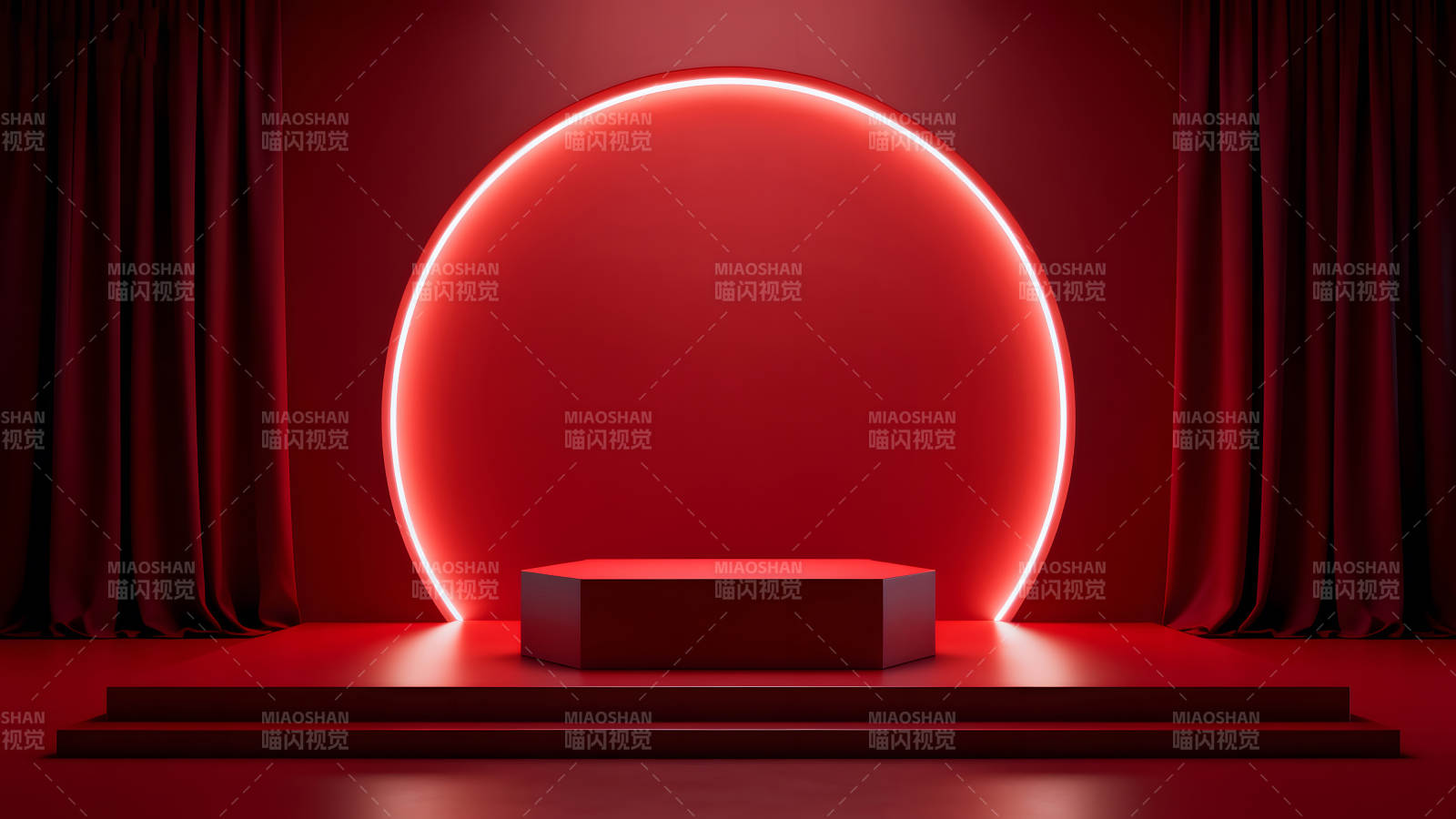 红色舞台展示场景简约风格图片