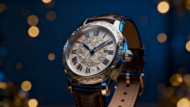 精美雕刻腕表特写光影艺术图片