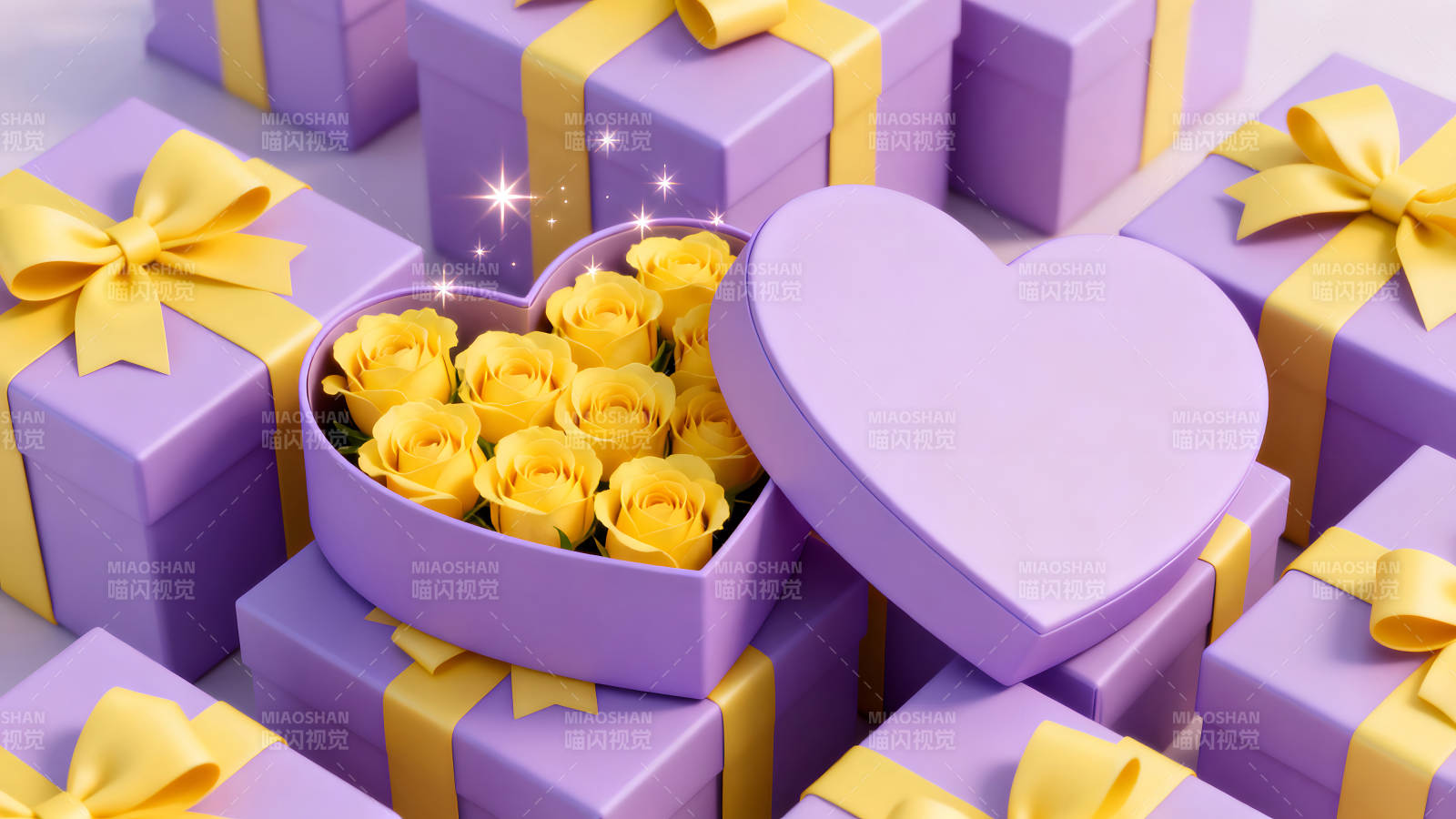 礼盒与玫瑰花的唯美组合图片
