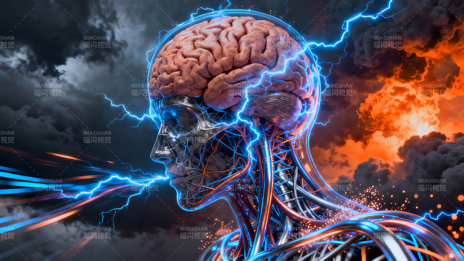 大脑电能科技感十足的艺术设计图片