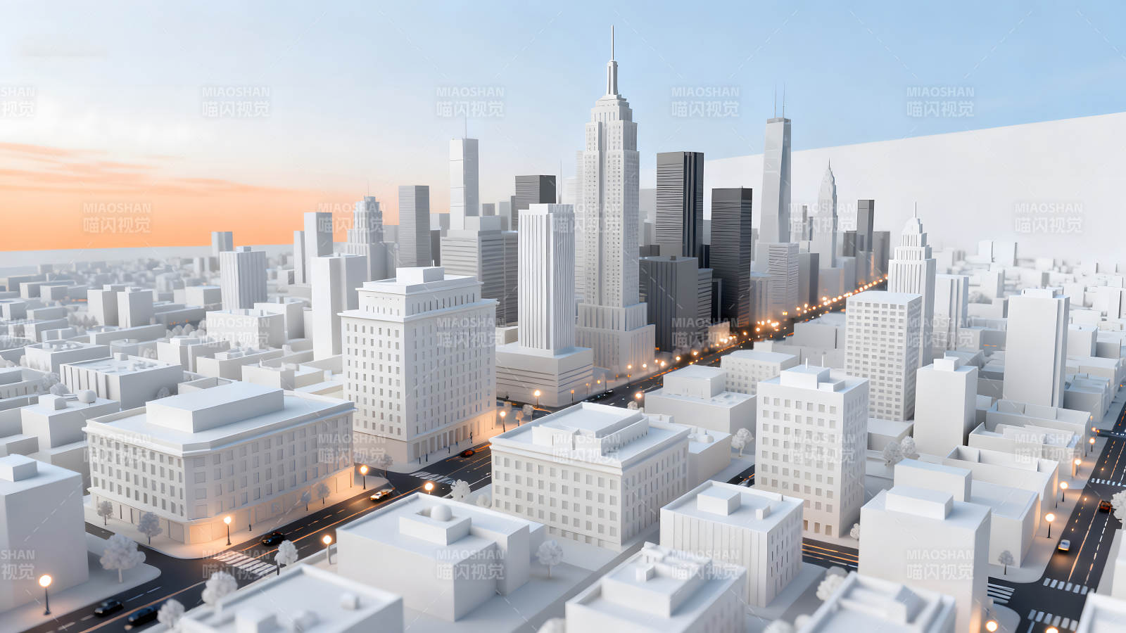 城市模型建筑鸟瞰图图片