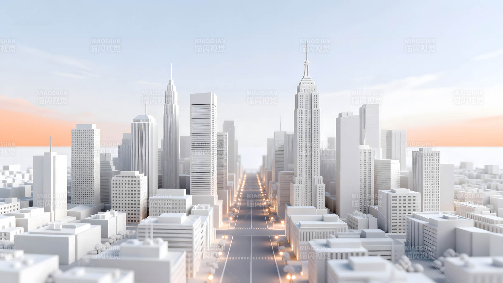 城市建筑群简约风格图片