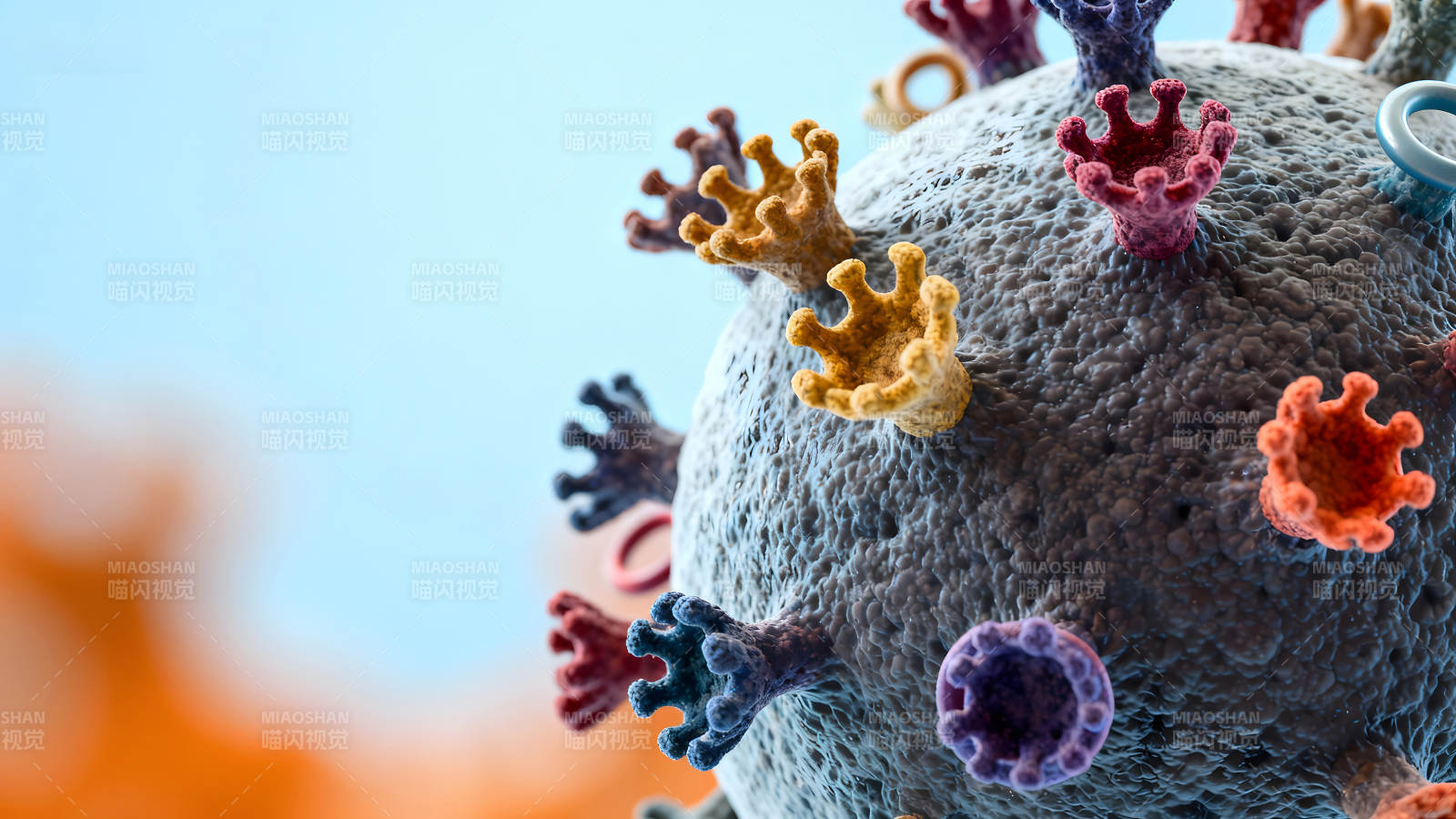 病毒微观特写展现细节结构图片