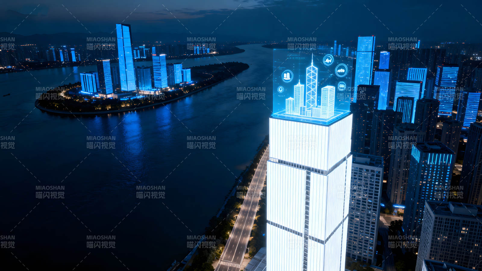 未来城市夜景科技感十足图片