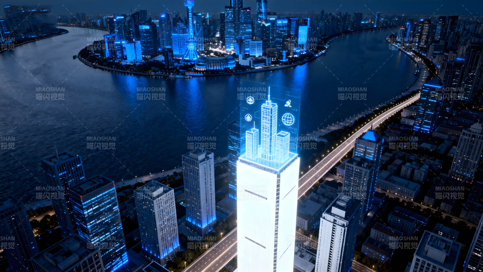 未来城市夜景科技感十足图片