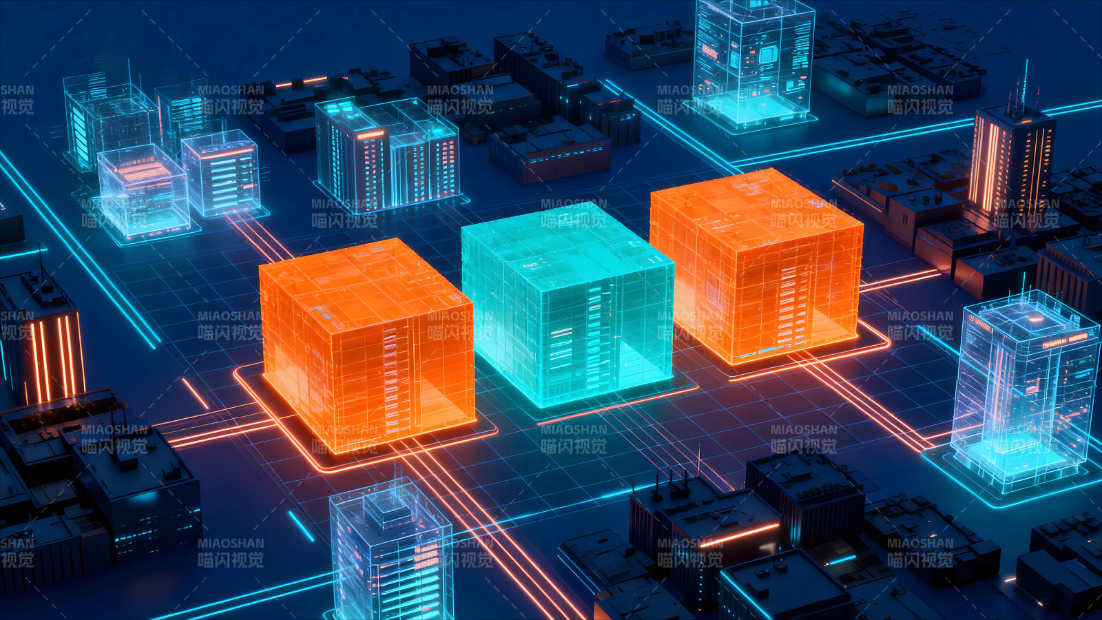 数字城市互联互通的科技感图片