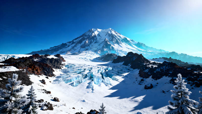 冰雪覆盖的山脉景色图片