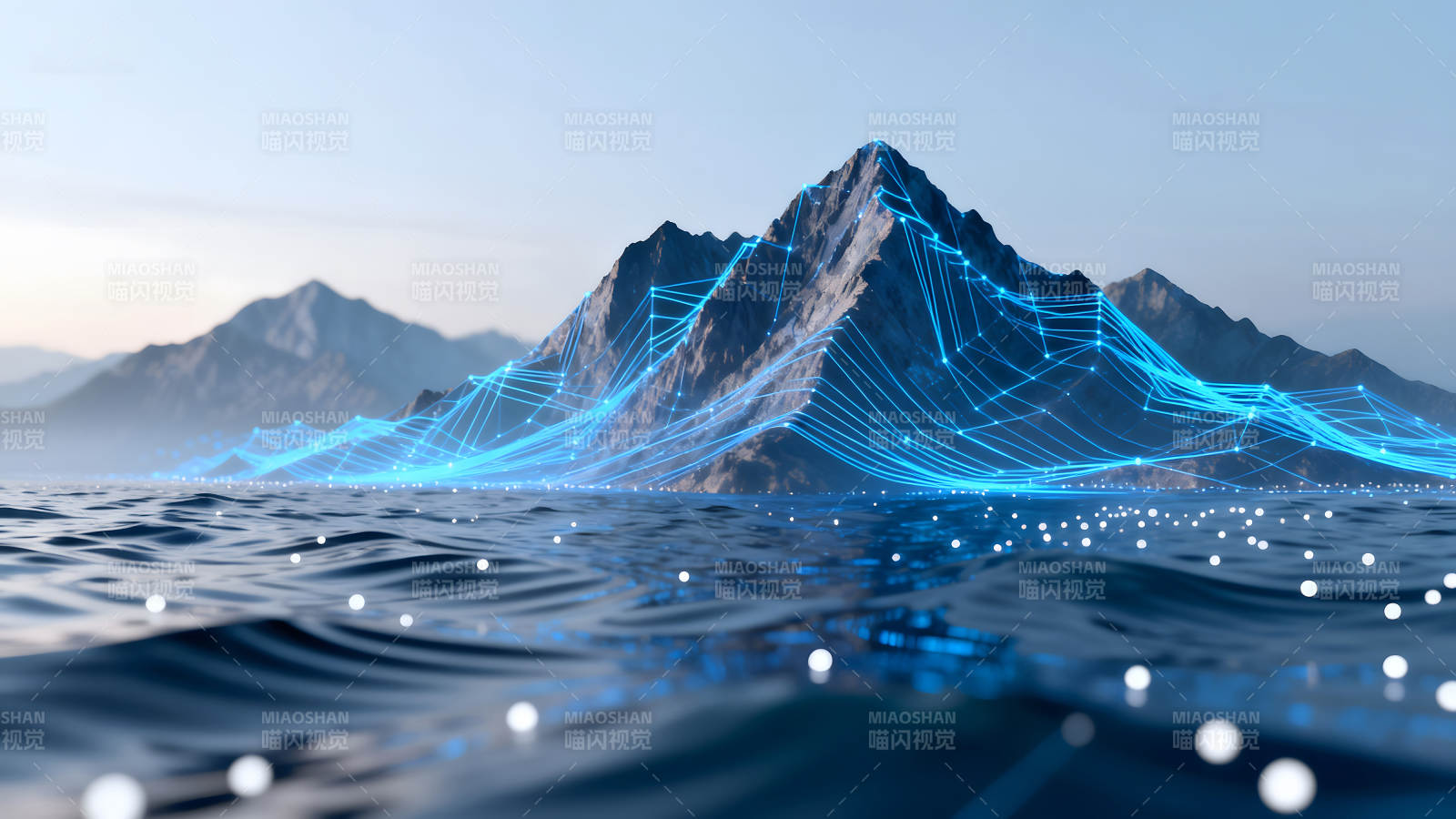 山川水域连线光点科技感图片