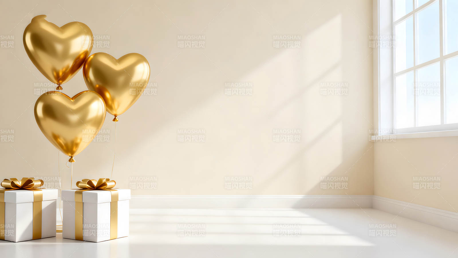 金色的气球礼物装饰图片