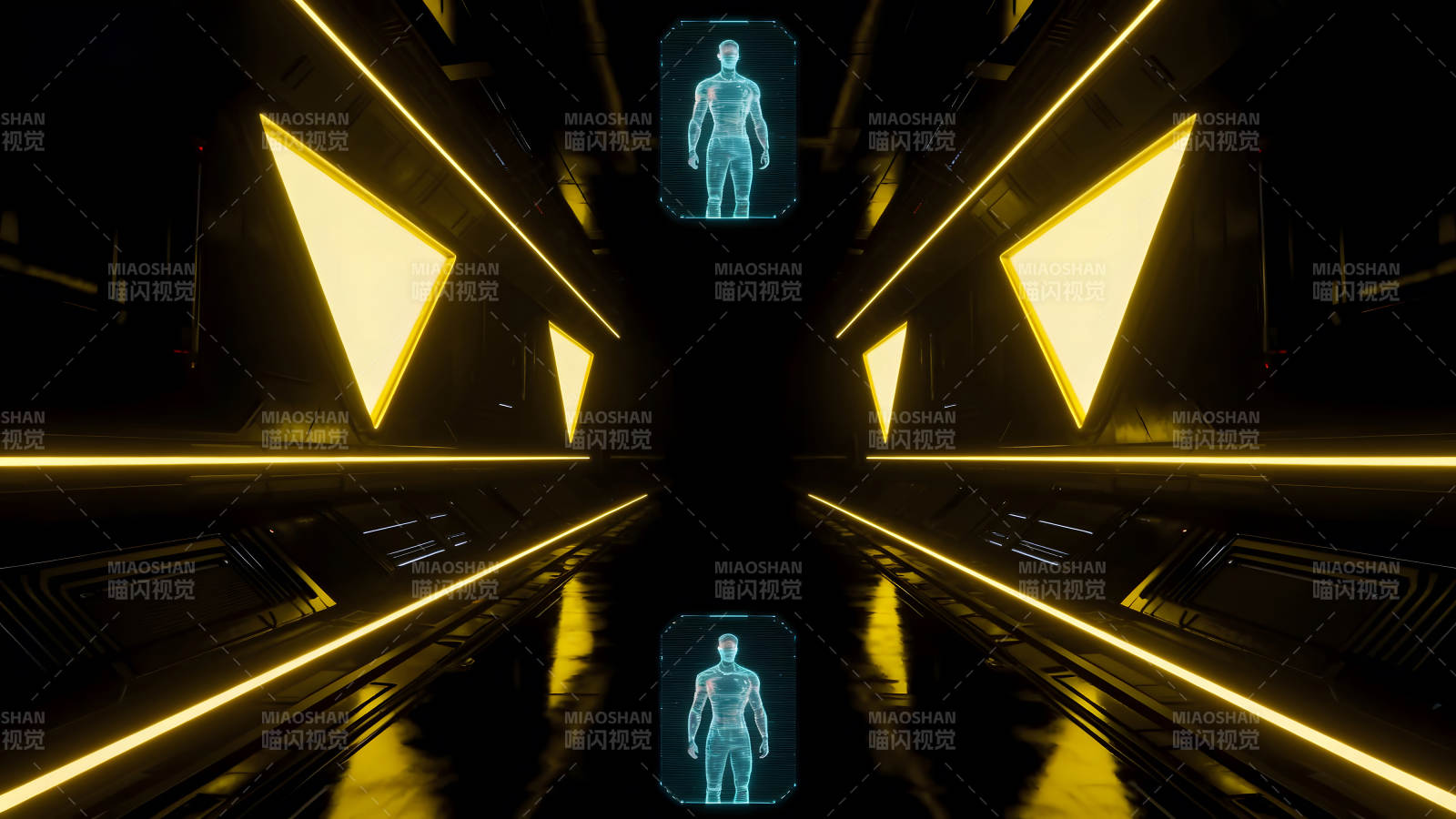 未来科技场景人体扫描荧光通道图片