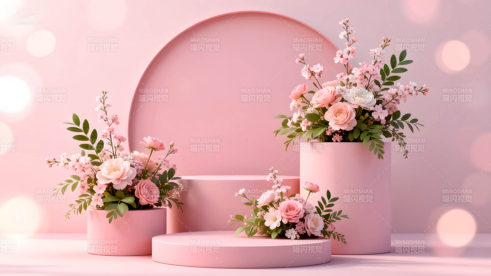 粉色主题花卉装饰艺术场景图片