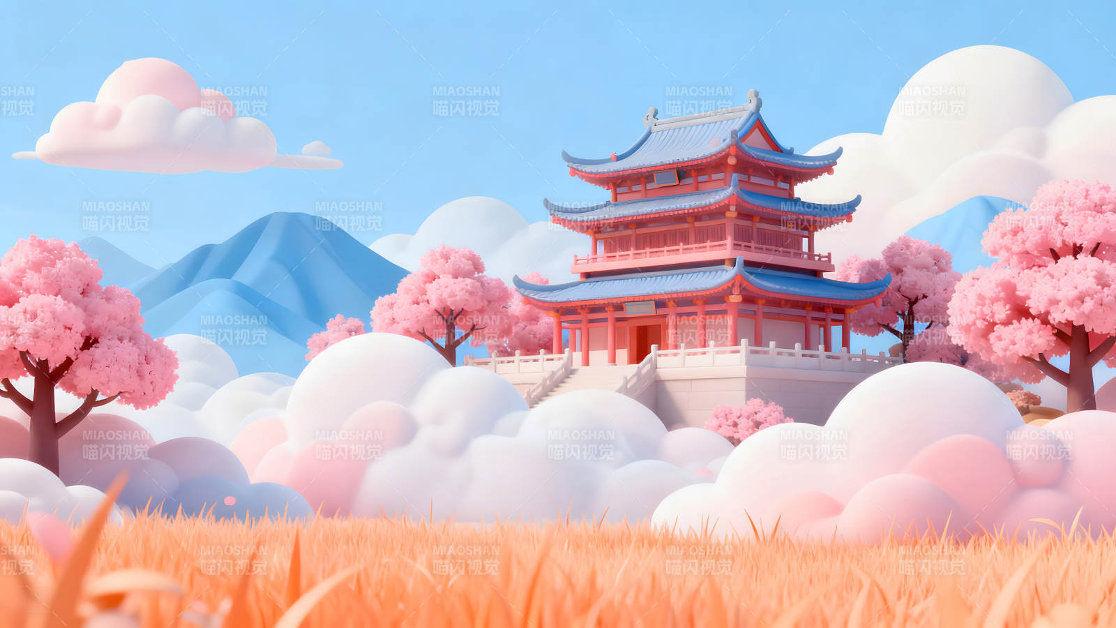 粉色城堡的童话世界图片