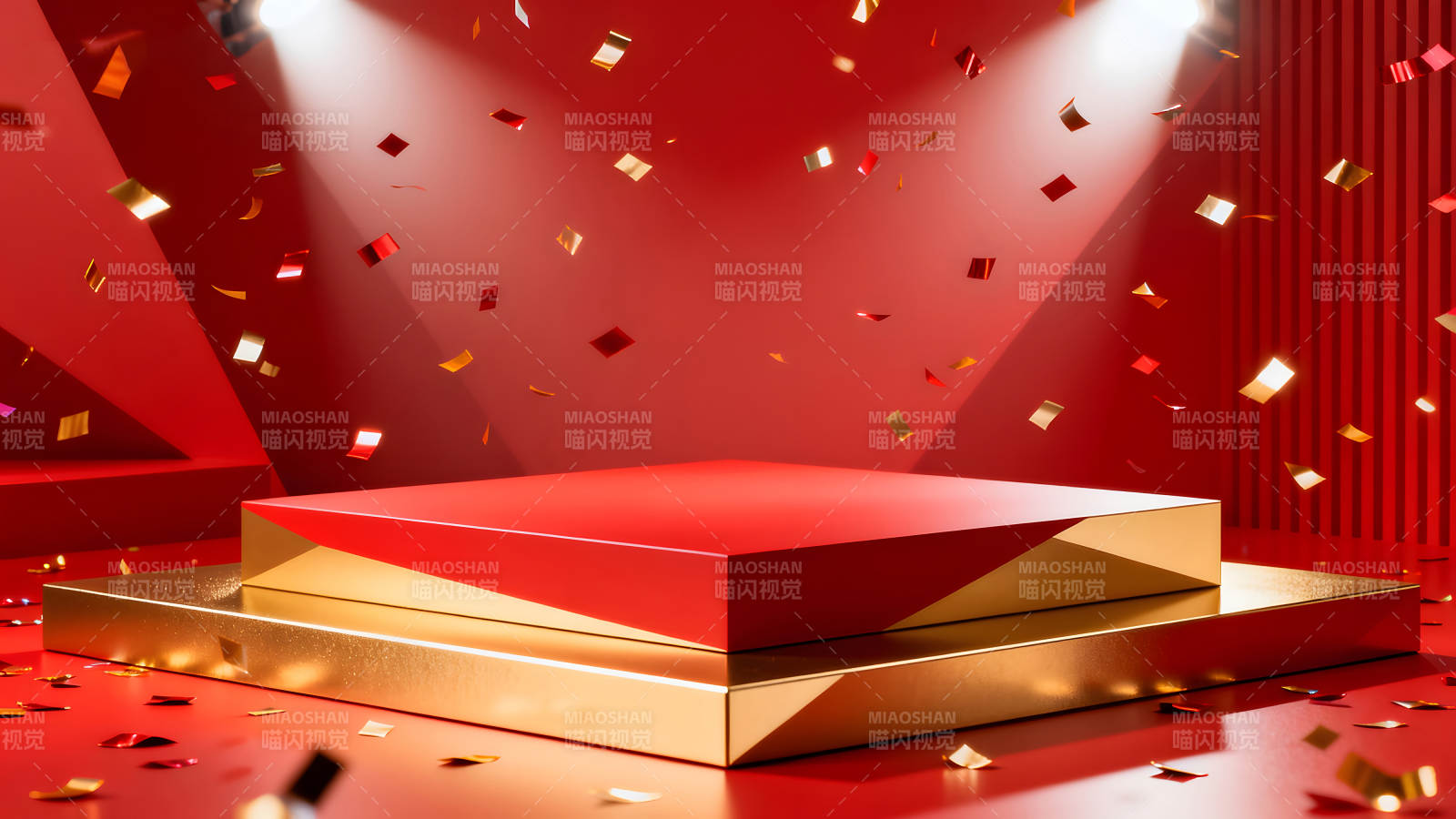 红金舞台庆祝氛围喜庆图片