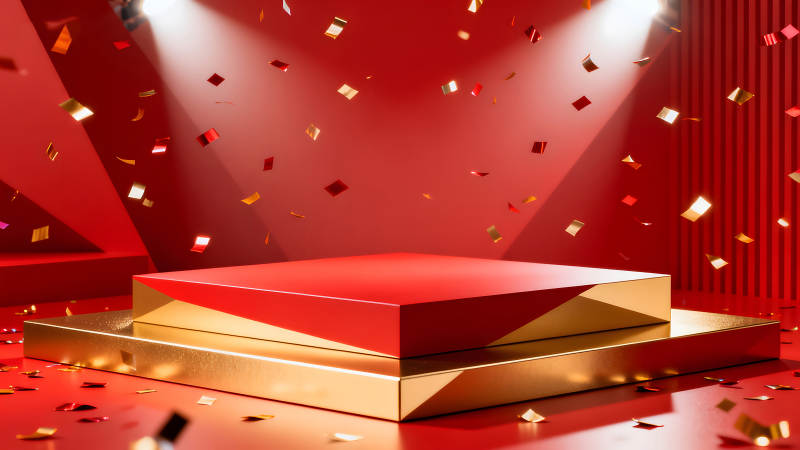 红金舞台庆祝氛围喜庆图片