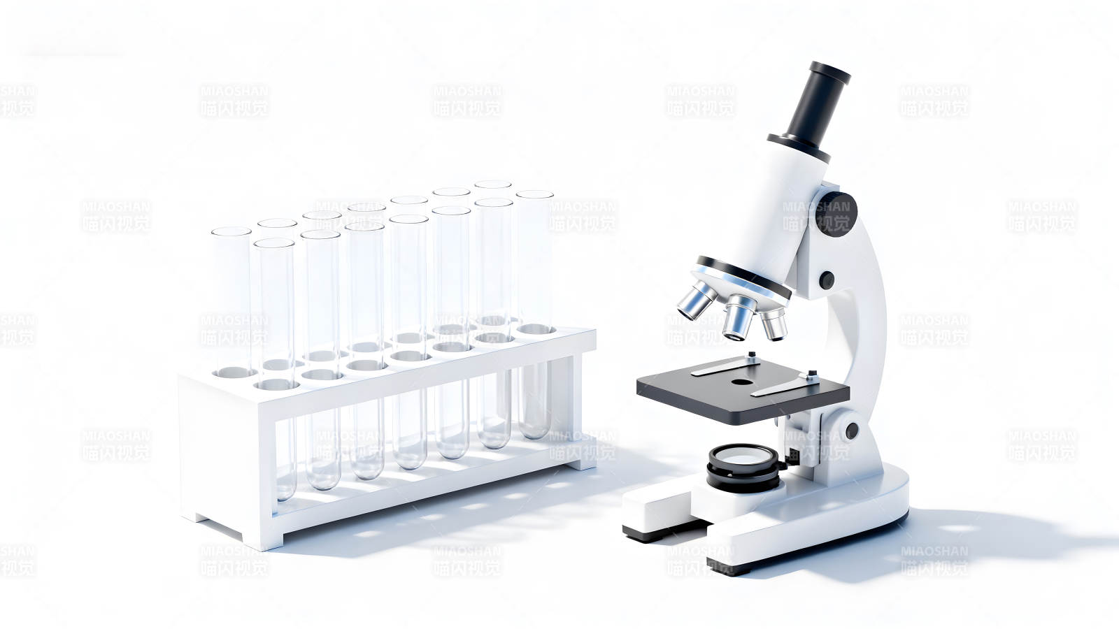 实验室显微镜和试管组合图片