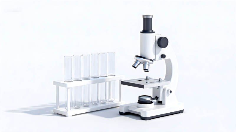 显微镜与试管组合静谧的科学实验场景图片