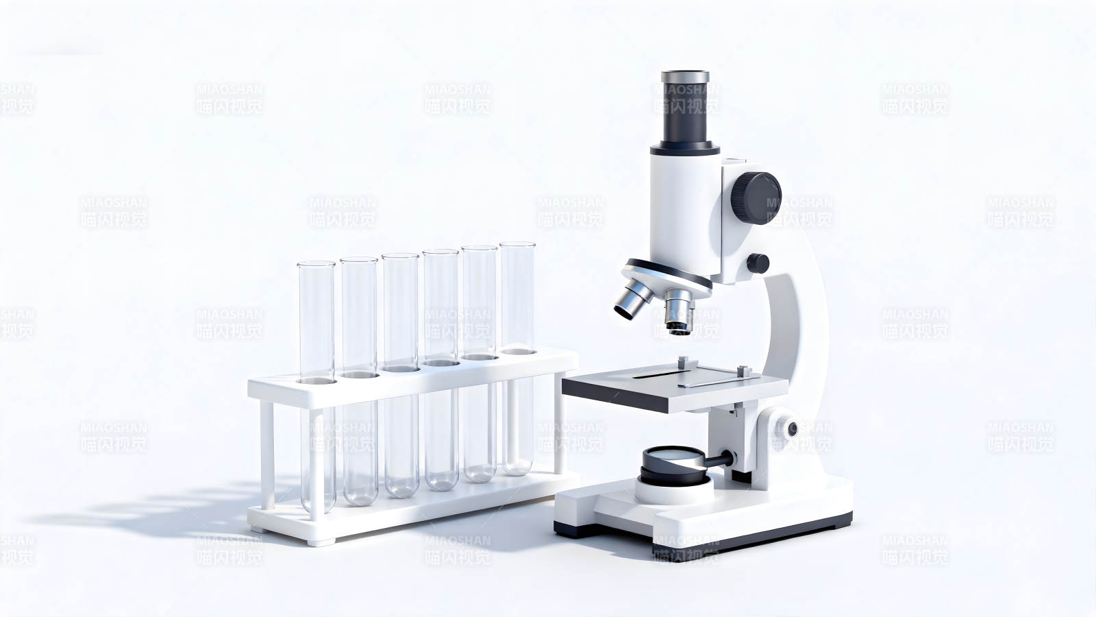 显微镜与试管组合静谧的科学实验场景图片
