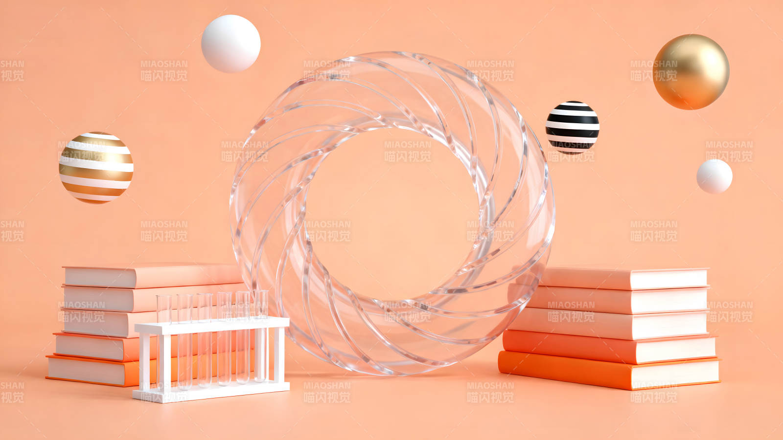 几何元素与实验道具的创意组合图片