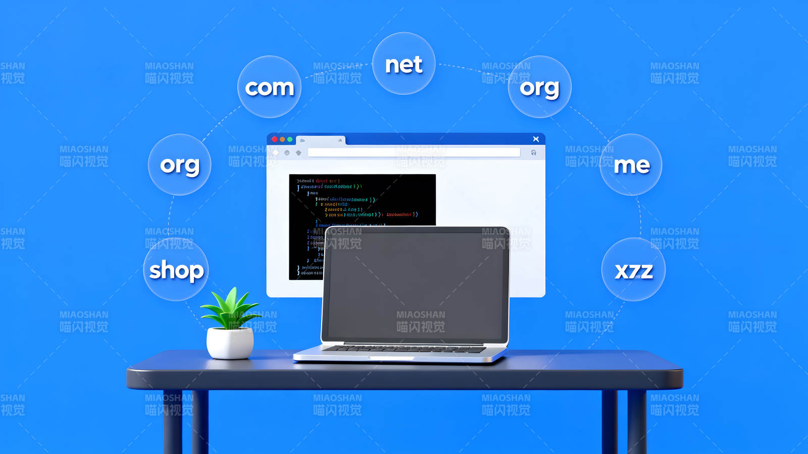 域名与编程电脑互联网概念图图片