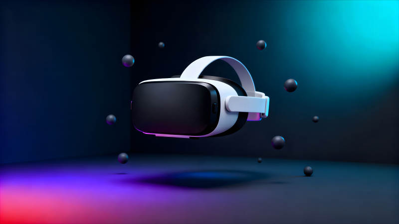 VR眼镜悬浮画面科技感十足图片