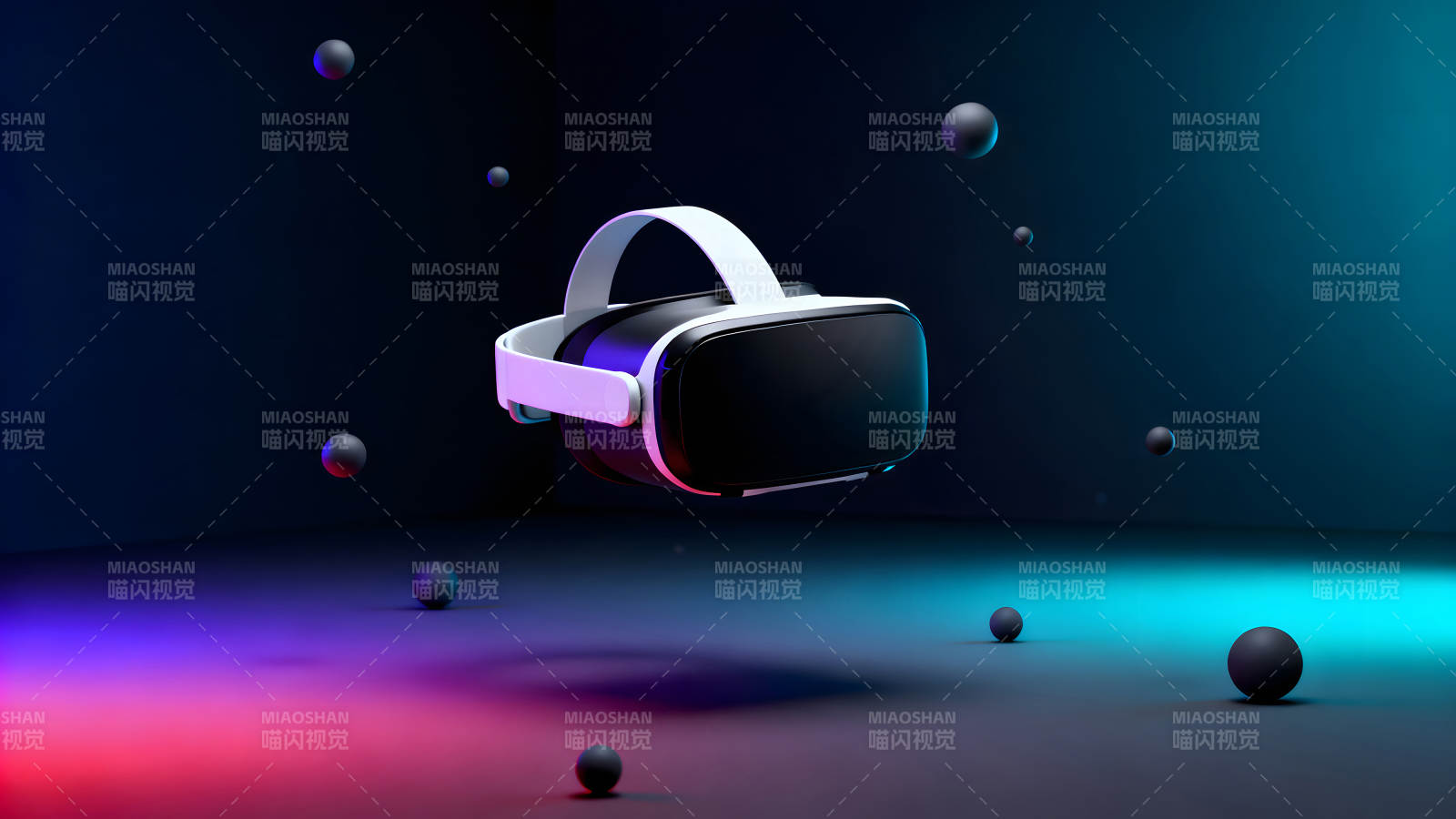VR设备悬浮场景3D渲染效果图片