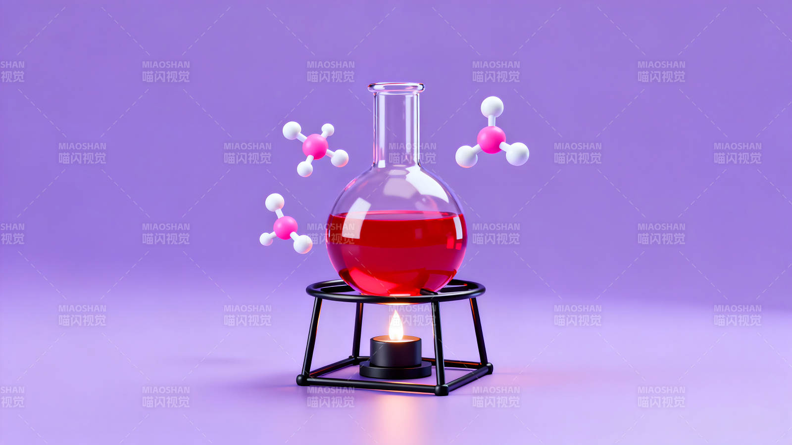 化学实验场景烧瓶加热分子图片