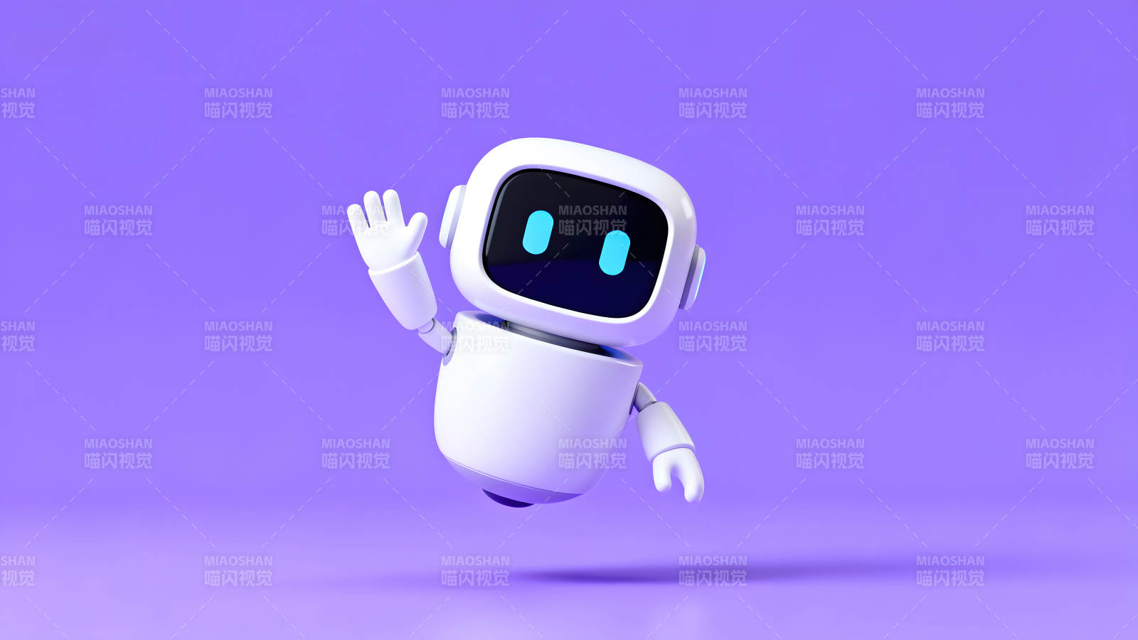 卡通机器人挥手打招呼图片