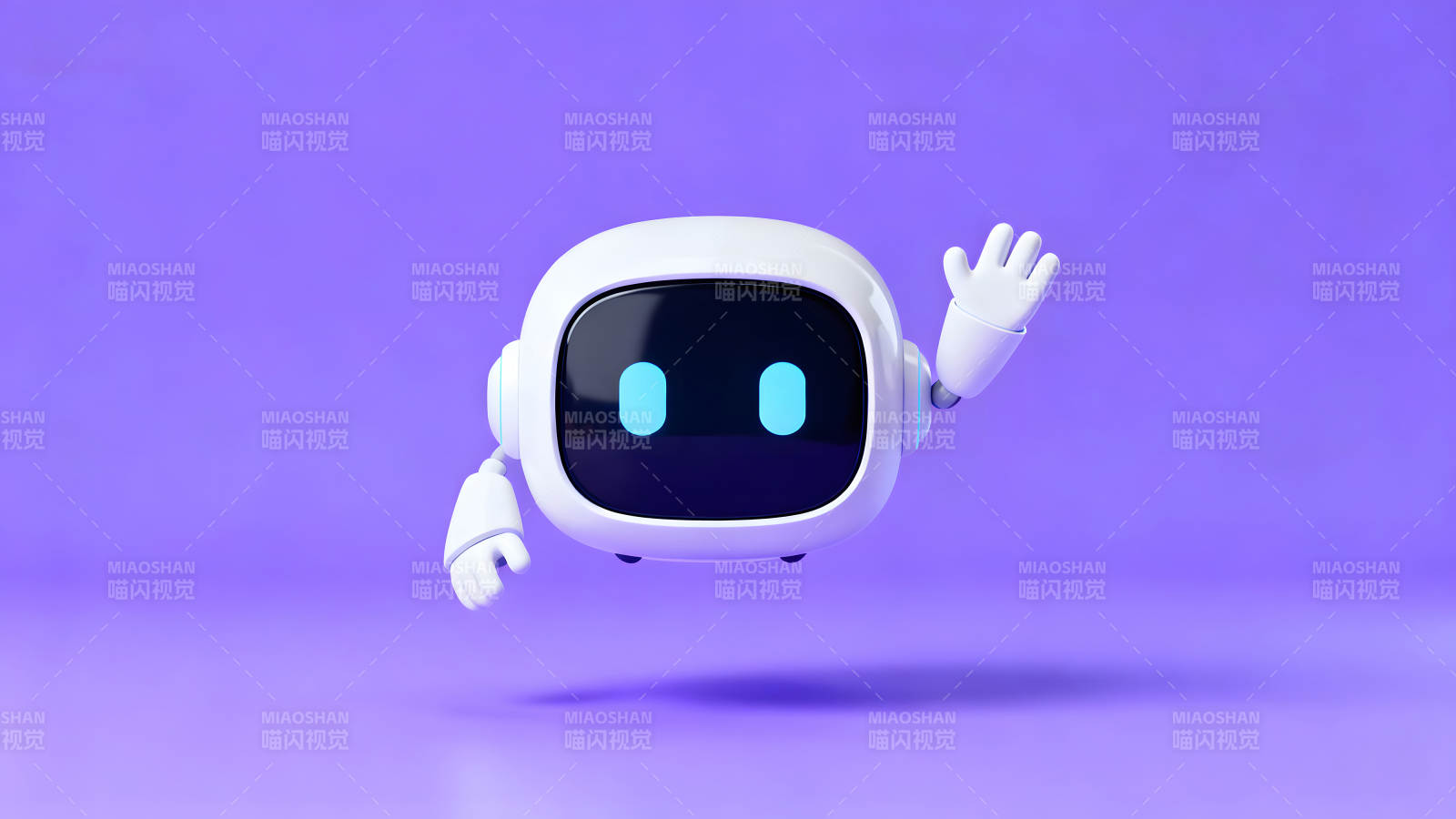 可爱机器人挥手打招呼图片