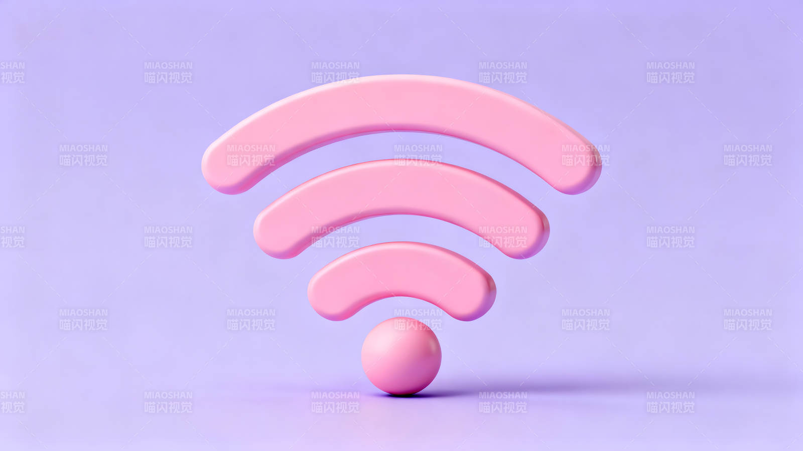 粉色Wifi信号图标在紫色背景上图片