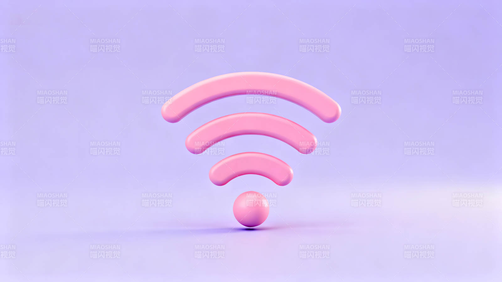 粉色WiFi信号图标在紫色背景上图片