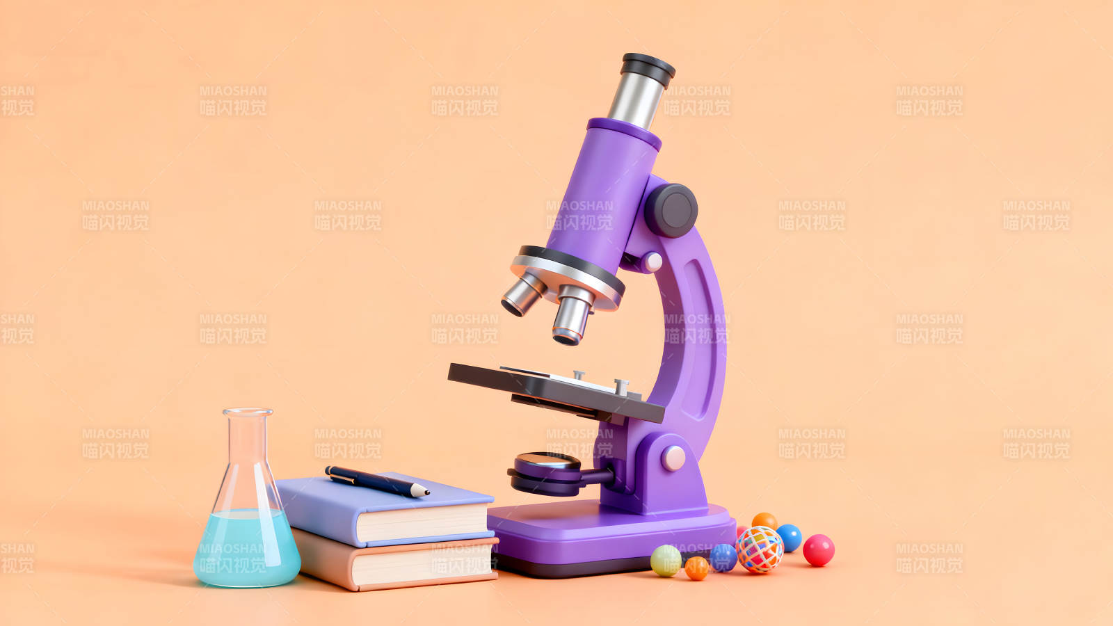 显微镜与实验用品的卡通图图片