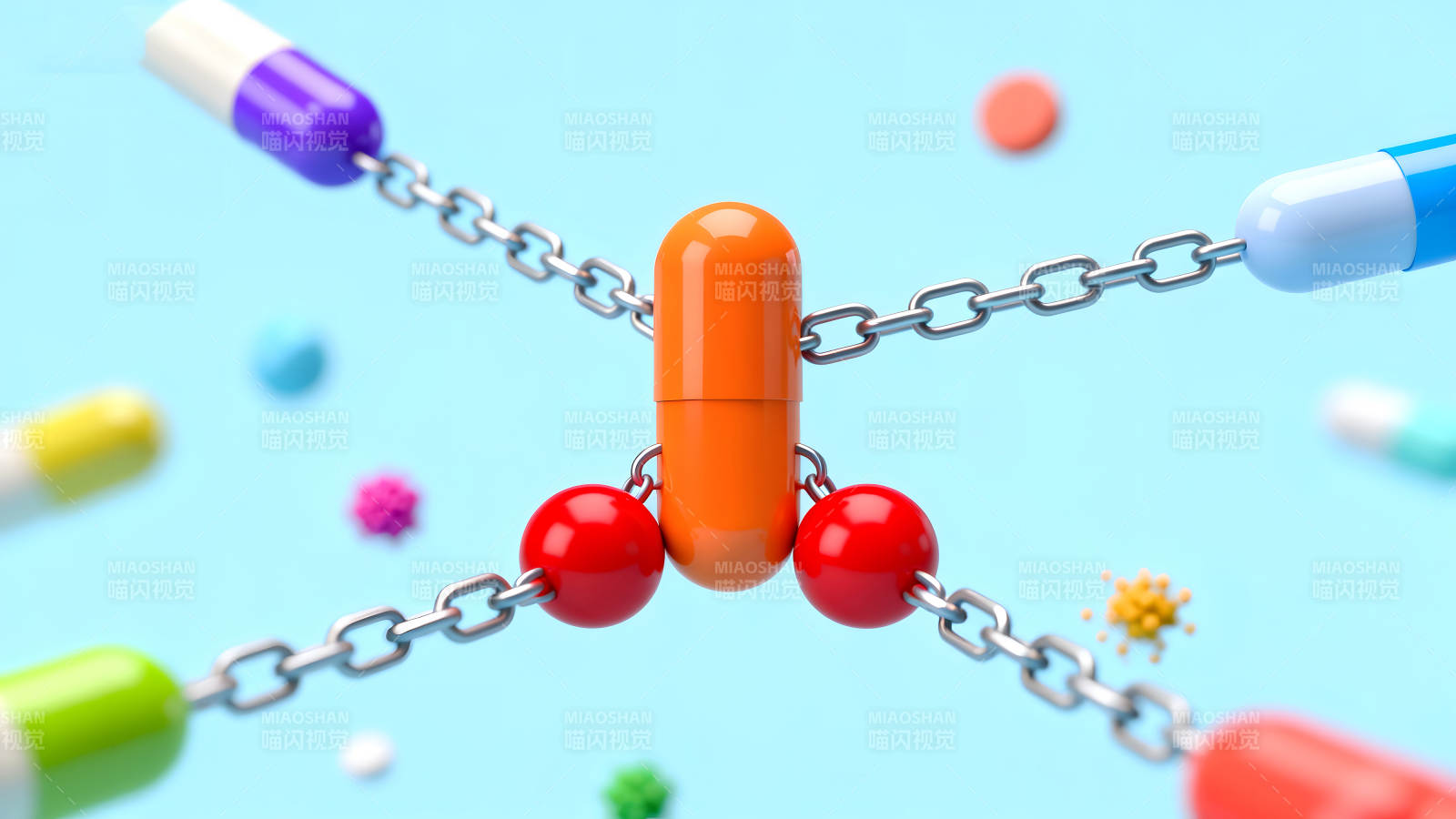 药丸链条连接概念图图片