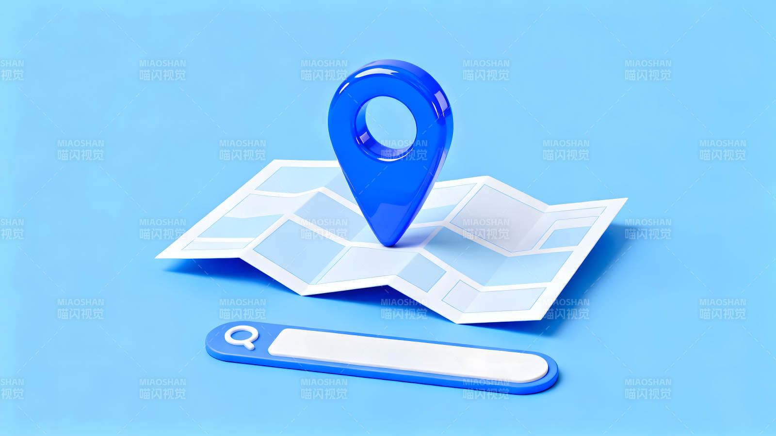 地图定位与搜索框的蓝色主题图片