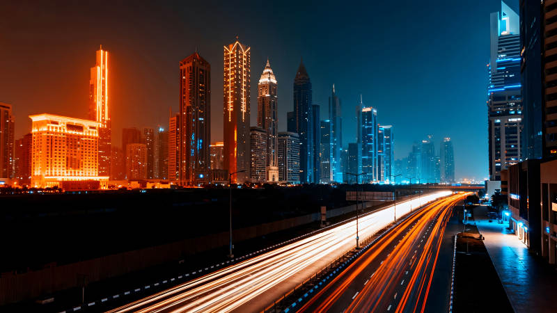 夜幕下灯火辉煌的城市夜景图片