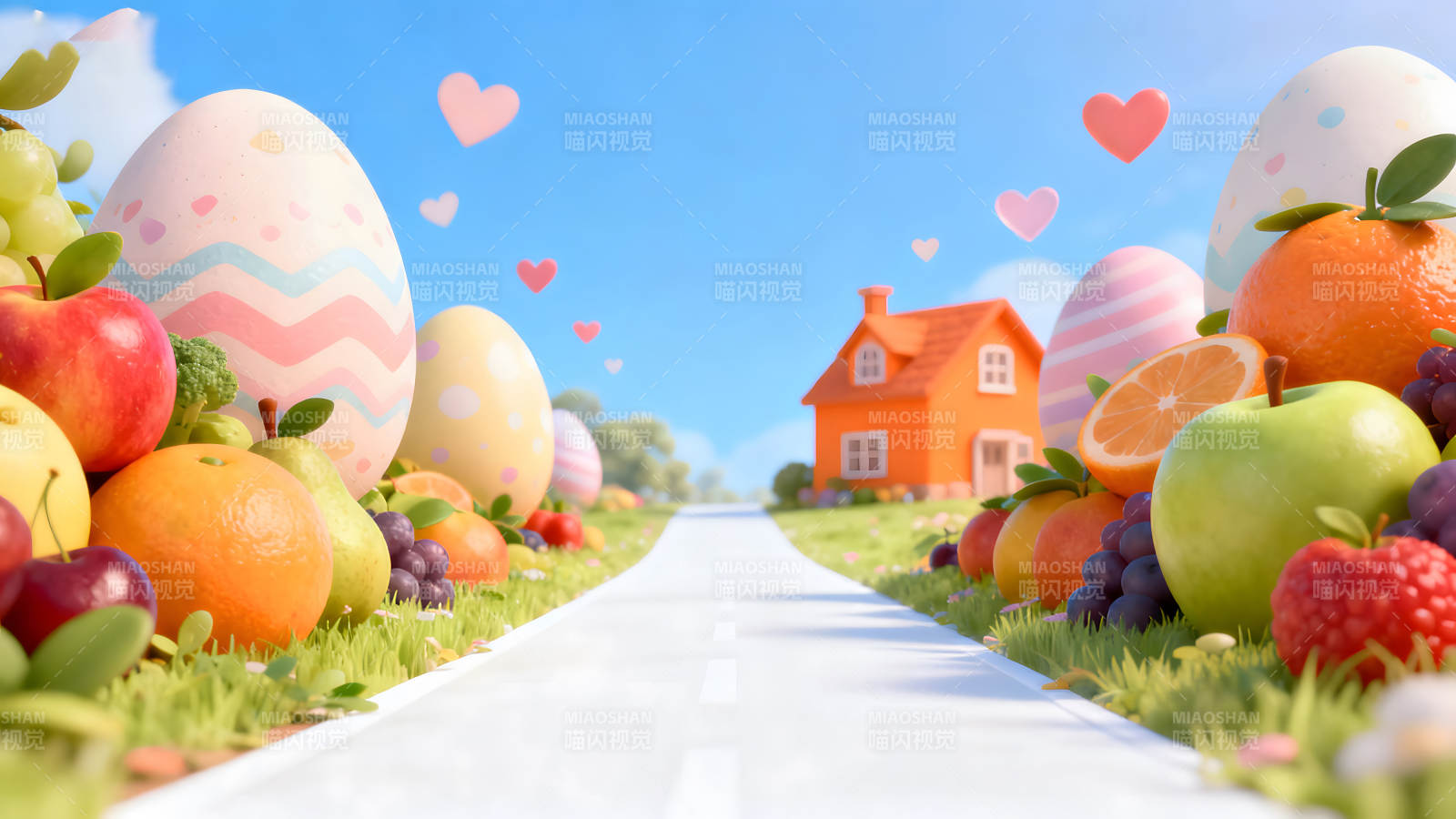 春天盛宴彩蛋水果甜蜜小家图片