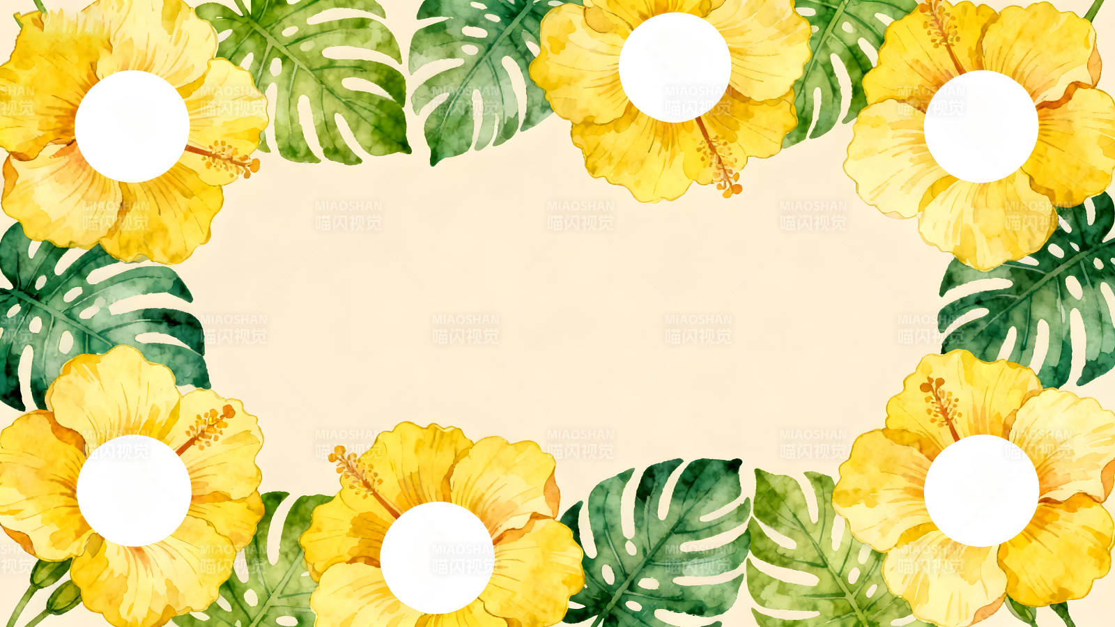 热带花卉边框设计图片