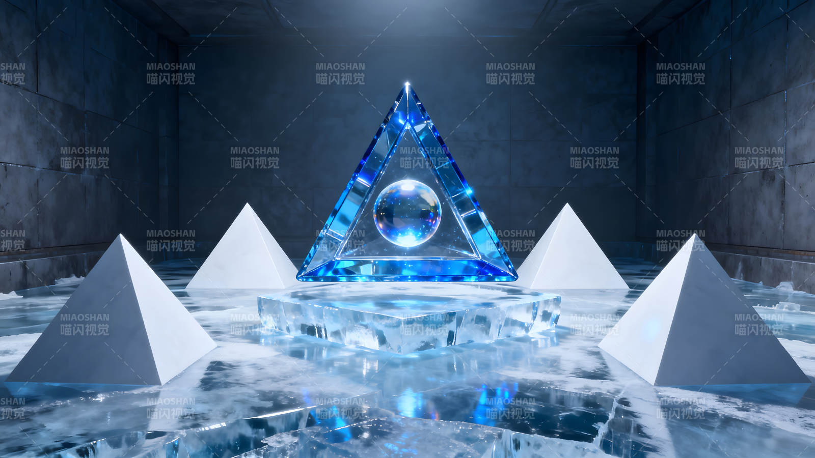 冰雪世界中的几何艺术品图片