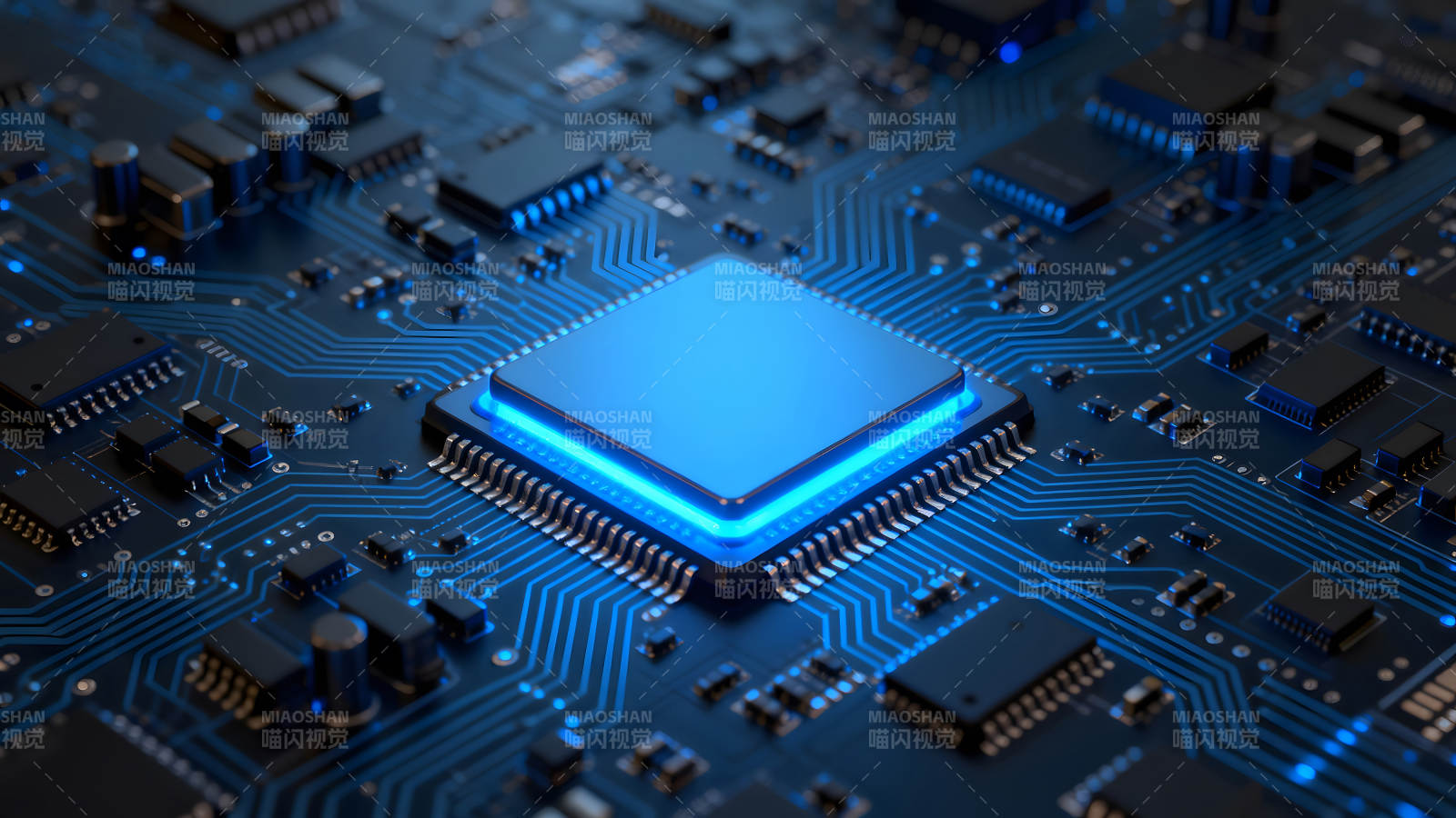 电路板特写蓝色科技感图片