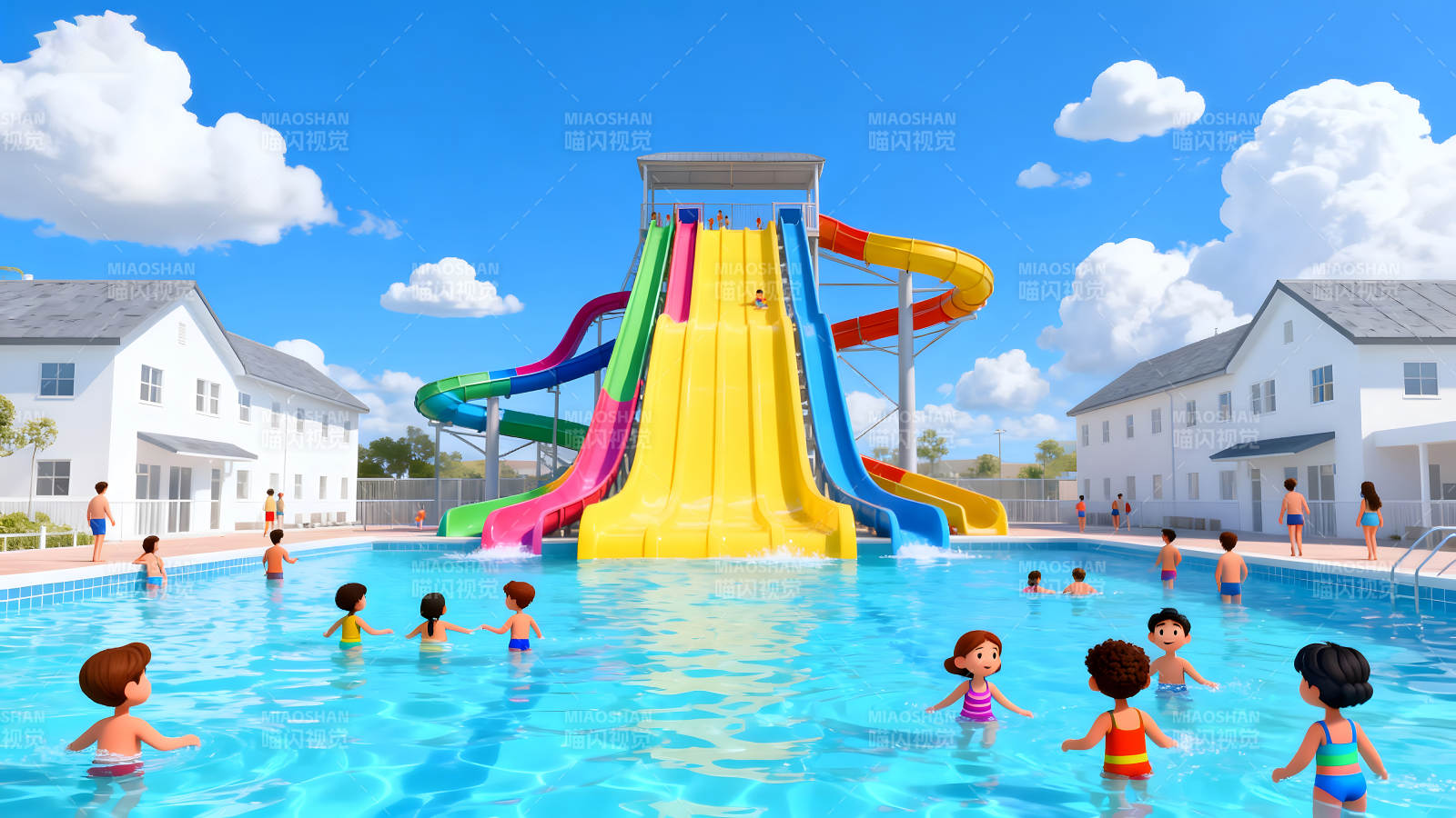 水上乐园儿童嬉戏场景图片