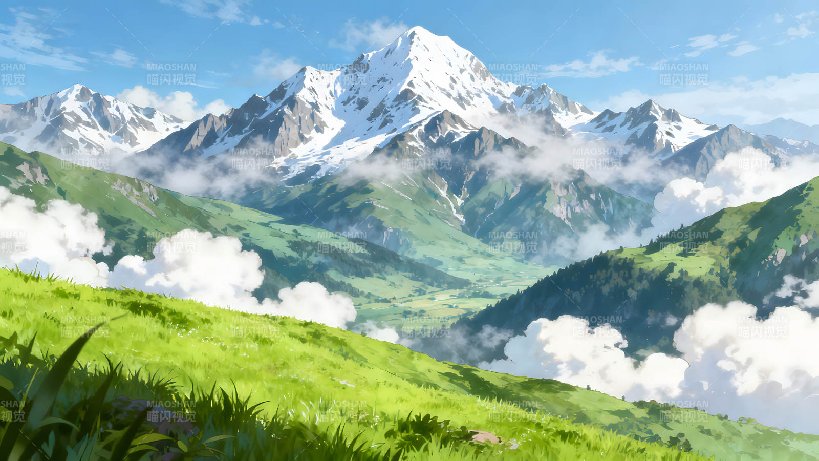 高山云雾缭绕的壮丽景色图片