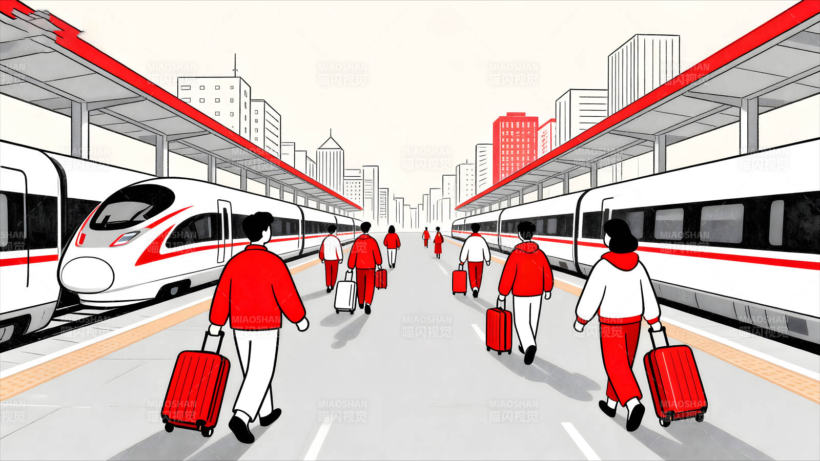 火车站旅客出行场景图片