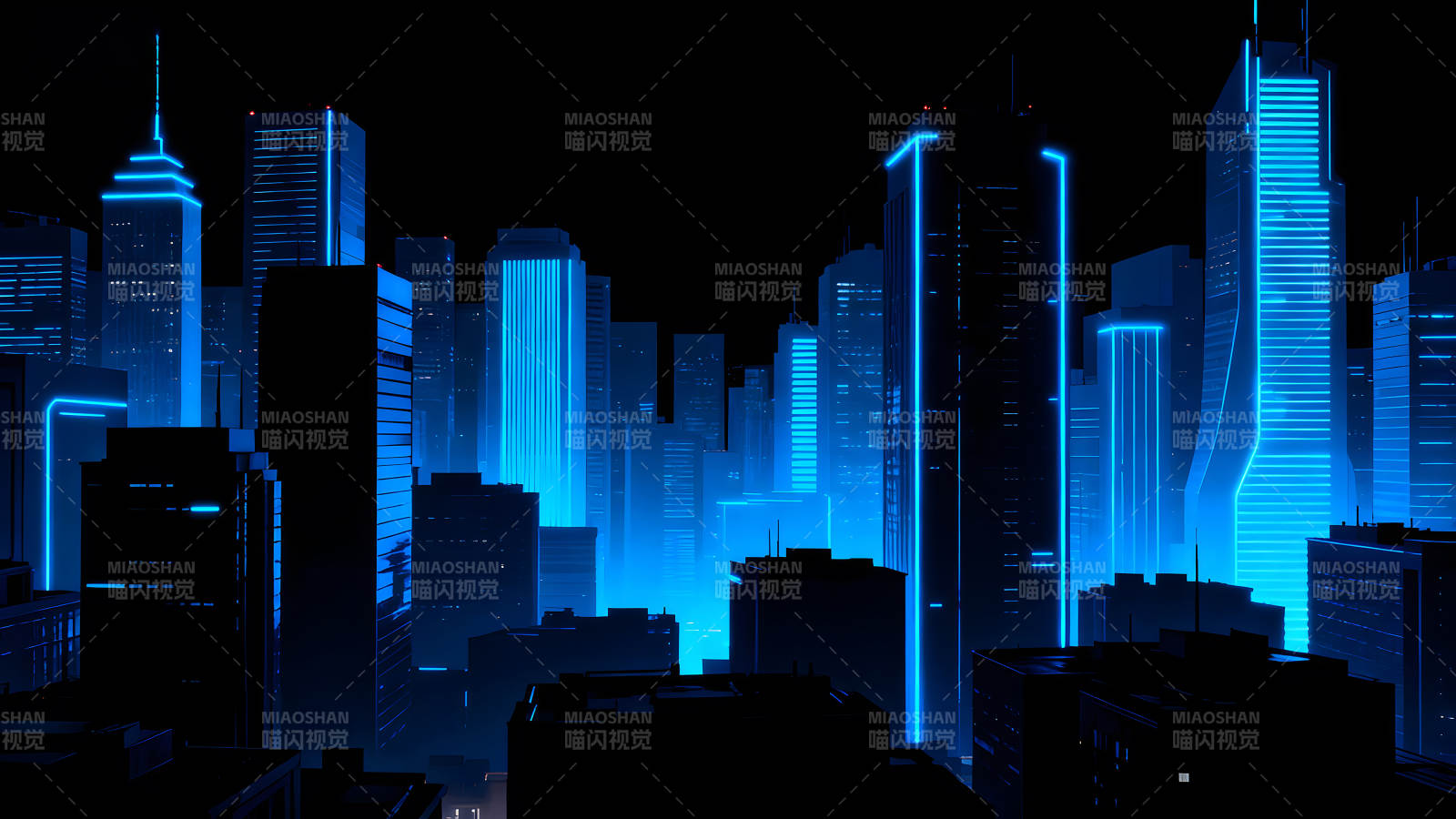 未来城市夜景霓虹灯光图片